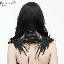 Load image into Gallery viewer, ECA003 Gothic accessory feather adjustable ribbons lace sexy women collar with rose flower