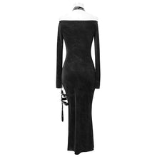 Load image into Gallery viewer, SKT112 club punk side high fork sexy ladies slim fit long dress with chocker
