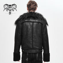 Load image into Gallery viewer, CT142 decadent punk warm spiked fur collar men wool short jacket with loops
