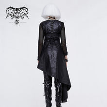 Load image into Gallery viewer, SKT089 zipper up asymmetric sleeveless women punk rock mid-length leather dress