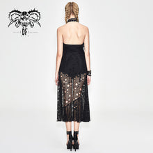 Load image into Gallery viewer, SKT079 daily Summer sexy girls punk broken holes mesh peplum halter dress