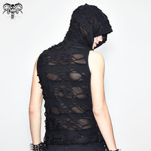 Load image into Gallery viewer, TT102 daily life Summer punk men ripped sleeveless black hooded tops