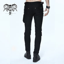 Load image into Gallery viewer, PT06702 biker Black and coffee steampunk metallic multi-bag men trousers