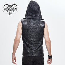 Load image into Gallery viewer, TT137 Devil fashion biker punk rock metallic hooded tattered knit men top