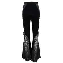 Load image into Gallery viewer, EPT009 stage see-through side laced up velvet flared black women gothic trousers