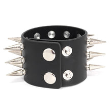 Load image into Gallery viewer, AS079 punk unisex heavy metal wide multi-row spiked leather bracelet