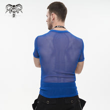 Load image into Gallery viewer, TT03905 party blue diamond-shaped net basic style short sleeve men T-shirts
