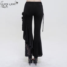 Load image into Gallery viewer, EPT01101 Black Asymmetric Dark Pattern Flare Pants