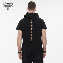 Load image into Gallery viewer, TT206 Everyday Woven Black Short Sleeves Punk Men Hoodie