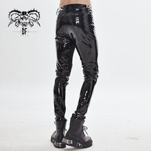Load image into Gallery viewer, PT133 Cyber punk circuit printed high quality stretchy glazed leather men tight trousers
