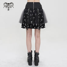 Load image into Gallery viewer, SKT15702 punk women black and white cross printed skirt