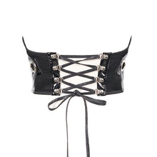 Load image into Gallery viewer, AS074 Cyberpunk bright leather women lace up mesh belts