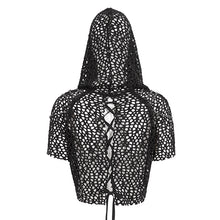 Load image into Gallery viewer, TT189 Punk Wool Mesh Hooded Short Sleeve Women's T-Shirt