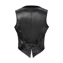 Load image into Gallery viewer, WT057 Gothic wedding bridegroom Napoleon collar pleated asymmetrical men black waistcoats