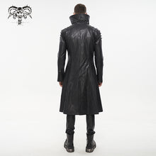 Load image into Gallery viewer, ct18001 Black-grey puff big-collar long leather coat