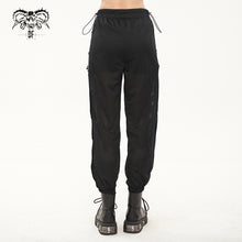 Load image into Gallery viewer, PT178 Women elastic waistband side slit mesh punk pencil pants