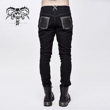 Load image into Gallery viewer, PT10401 designer punk contrast color hand rubbed leather men trousers with loops