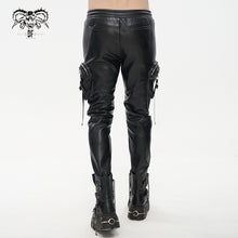 Load image into Gallery viewer, PT184 Men's side pockets metal decoration leather feet pants