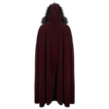 Load image into Gallery viewer, CA02602 Gothic wine fur collar velvet cloak