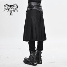 Load image into Gallery viewer, SKT108 punk metallic mist textured leather waistband dark grain pleated men kilts