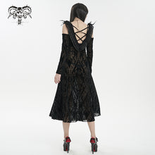 Load image into Gallery viewer, SKT163 Gothic flocked printing off-the-shoulder dress