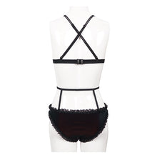 Load image into Gallery viewer, SST018 Black and red velvet swimsuit suit