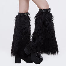 Load image into Gallery viewer, AS039 boots cover accessory adjusted leather loop women fur punk leg warmer