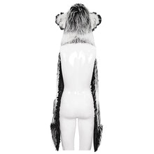 Load image into Gallery viewer, AS141 Black and White Long Hair Cat Ears Punk Hooded Scarf