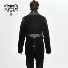 Load image into Gallery viewer, CT14001 vintage fastener gothic men black fake two pieces embroidered velvet jackets