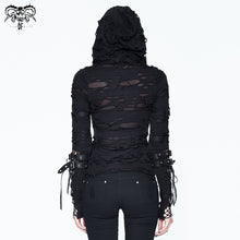 Load image into Gallery viewer, TT096 Autumn women elastic broken holes finger covered punk fashion hooded tops