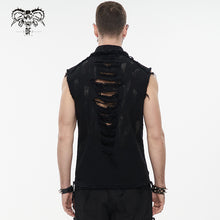 Load image into Gallery viewer, SHT094 black punk sleeveless men's tattered shirt