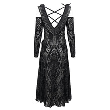 Load image into Gallery viewer, SKT163 Gothic flocked printing off-the-shoulder dress