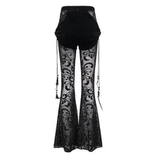 Load image into Gallery viewer, EPT012 Fake two-piece flocked mesh flared pants