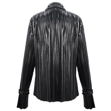 Load image into Gallery viewer, SHT05501 Cyberpunk bright black pleated blouse