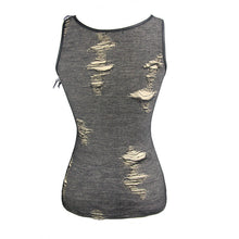 Load image into Gallery viewer, TT112 everyday Summer punk sexy women black apricot broken lines low chest sleeveless vest