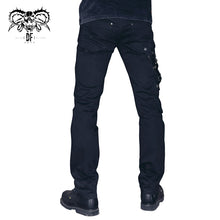 Load image into Gallery viewer, PT001 devil fashion punk rock zipper black men trousers with chains