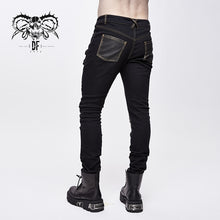 Load image into Gallery viewer, PT10402 steampunk rock bronze fitted leather men trousers with cross