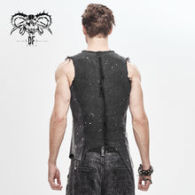 Load image into Gallery viewer, TT127 Summer wasteland punk worn dark dirty sleeveless men fitted vest with loops