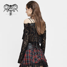 Load image into Gallery viewer, TT153 Japanese fashion daily life off-the-shoulder punk hollow out sexy women long sleeve t-shirt