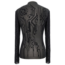 Load image into Gallery viewer, TT172 Cyberpunk Flocking Printing Basic mesh T-shirt