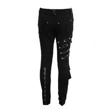 Load image into Gallery viewer, PT100 punk heavy metal lace up leg torn men trousers with loops
