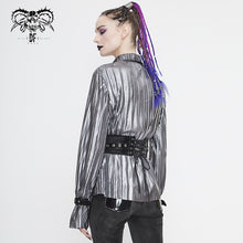 Load image into Gallery viewer, SHT05502 Cyberpunk silver black pleated blouse