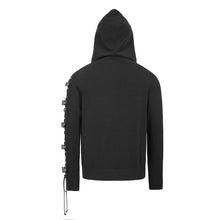 Load image into Gallery viewer, SR008 darkness asymmetrical sleeves designer men punk hooded sweater with loops