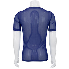 Load image into Gallery viewer, TT03905 party blue diamond-shaped net basic style short sleeve men T-shirts