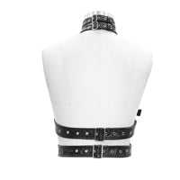 Load image into Gallery viewer, AS044 raggedy distressed collar with 2 pockets punk women body harness