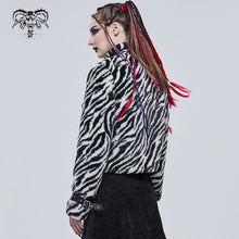 Load image into Gallery viewer, CT182 women black and white striped quilted wool jacket