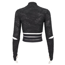 Load image into Gallery viewer, TT237 Punk daily High Neck Elastic Long Sleeve Women's T-Shirt