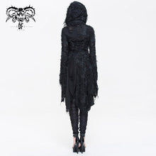 Load image into Gallery viewer, CT037 darkness ragged horn sleeve women punk long coat with cap and scarf