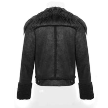 Load image into Gallery viewer, CT142 decadent punk warm spiked fur collar men wool short jacket with loops