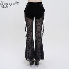 Load image into Gallery viewer, EPT012 Fake two-piece flocked mesh flared pants